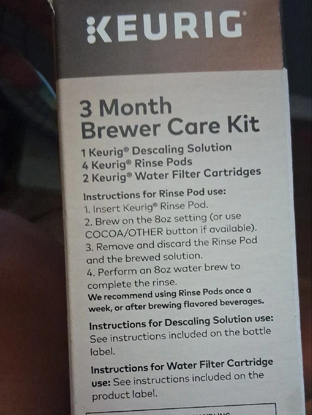 Keurig 3 Month Brewer Care Kit